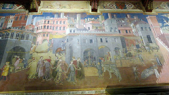 Fresque  " Le Bon Gouvernement" à Sienne, Toscane 