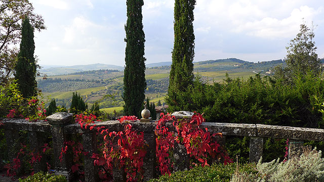 Vue de la terrasse des cœurs à Villa le Barone , Chianti