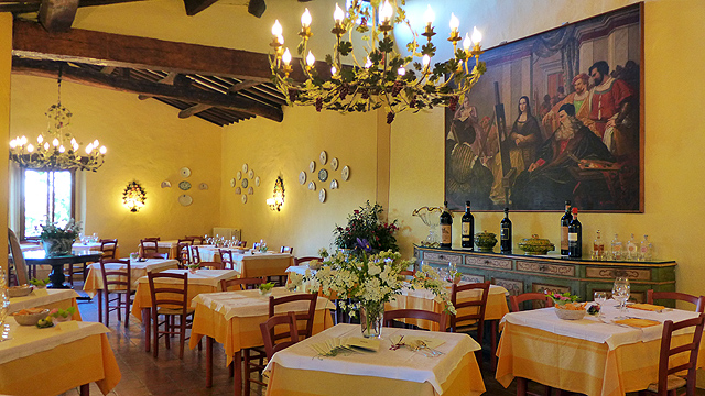 Restaurant à Villa le Barone en Toscane