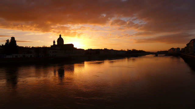 Florence Coucher de soleil sur l'Arno